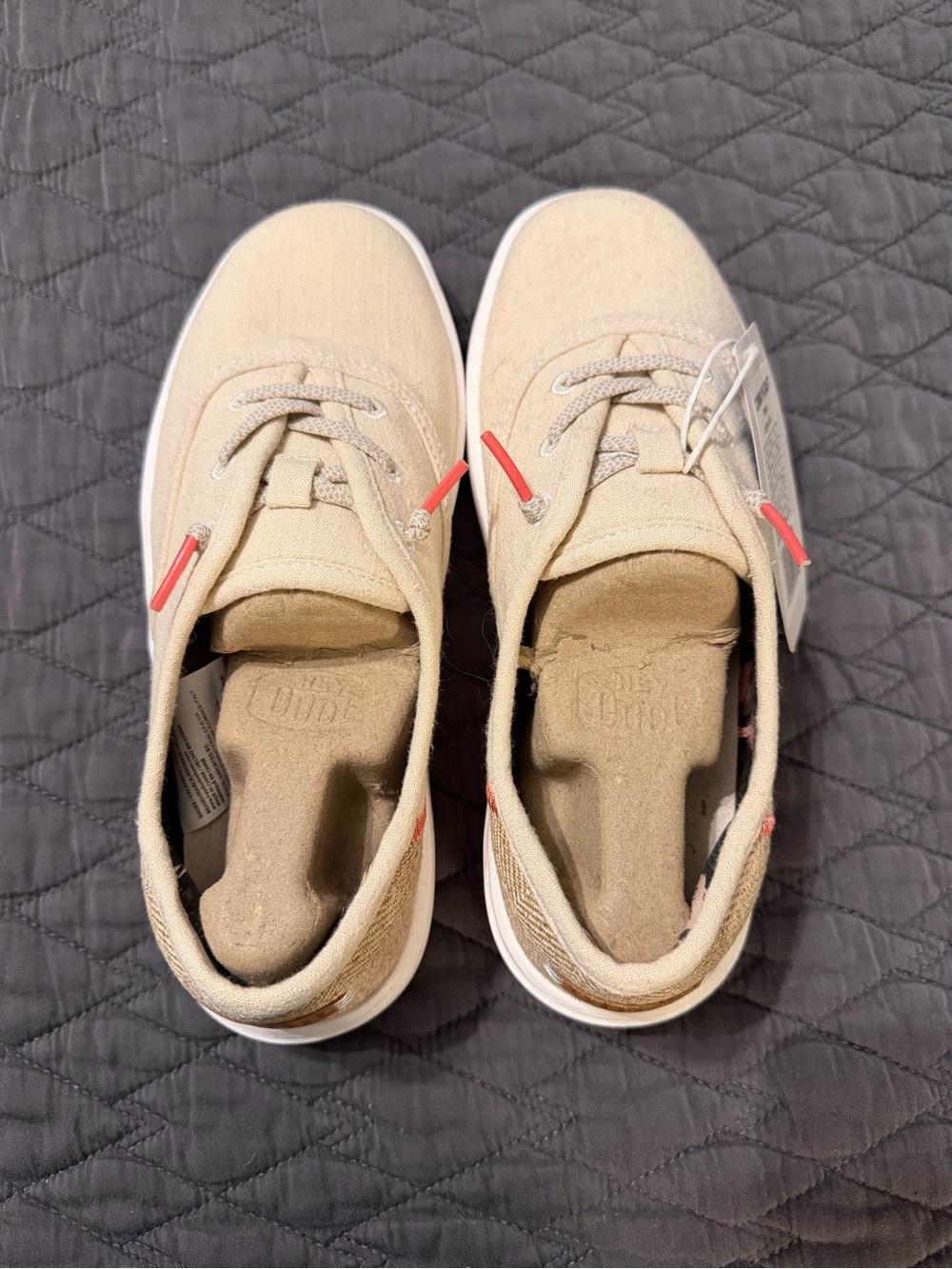 Hey Dude Beige Women's Casual Sneakers with Subtle Coral Accents